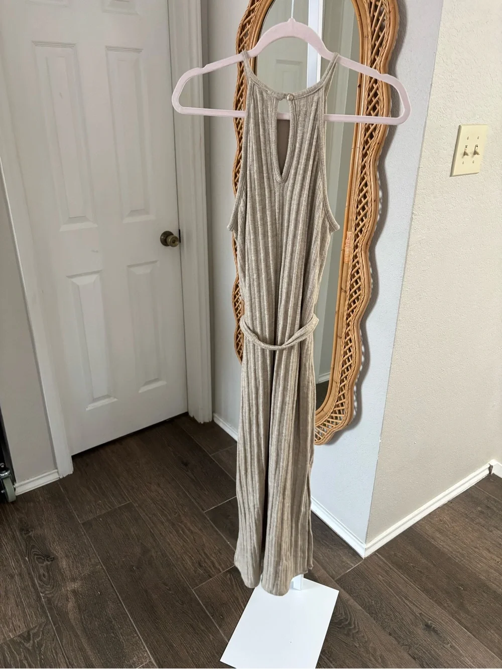 Anthropologie / NWT Amadi Caroline Knit Halter Maxi Dress In Oatmeal